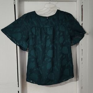 Elegant Green Floral Women's Top
